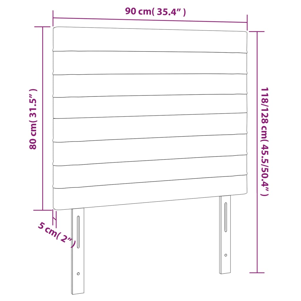 Kopfteil Hellgrau 80x5x118/128 cm Samt