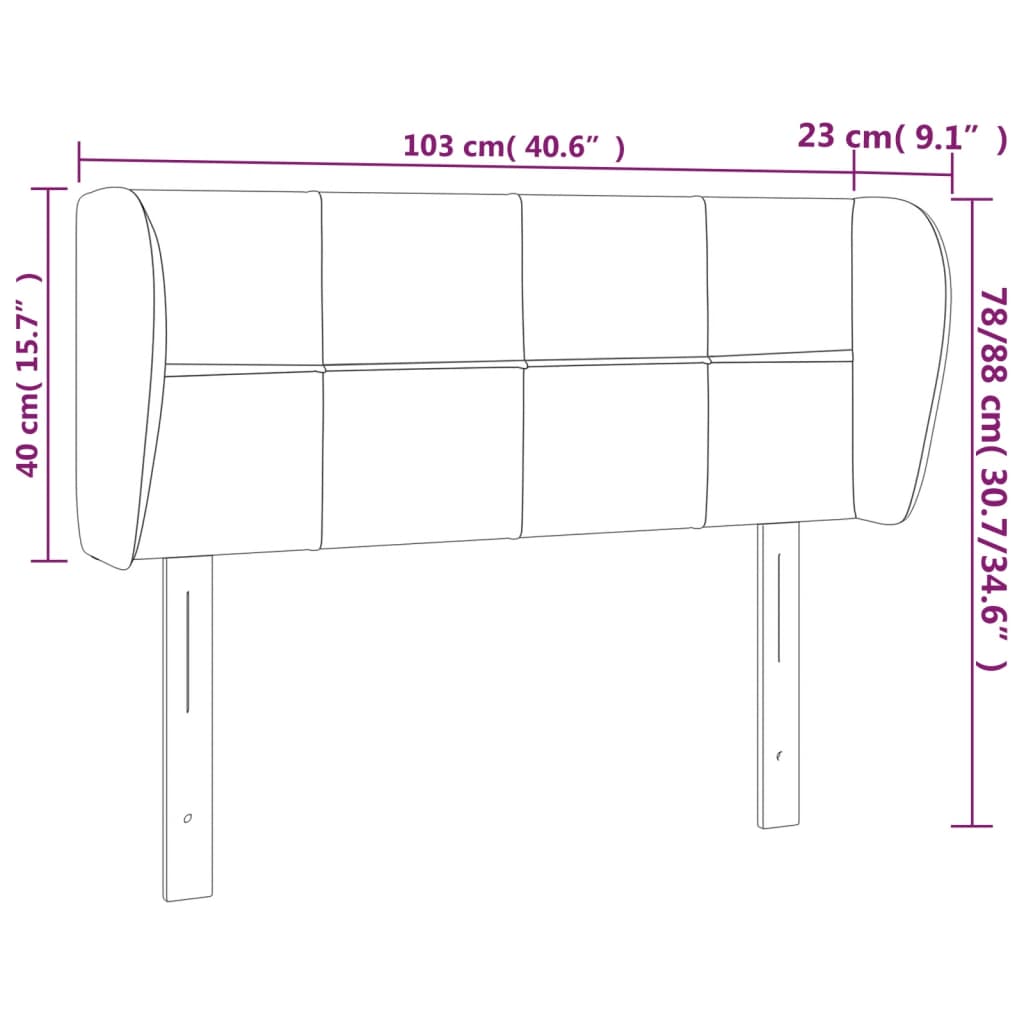 Kopfteil mit Ohren Dunkelblau 93x23x78/88 cm Samt