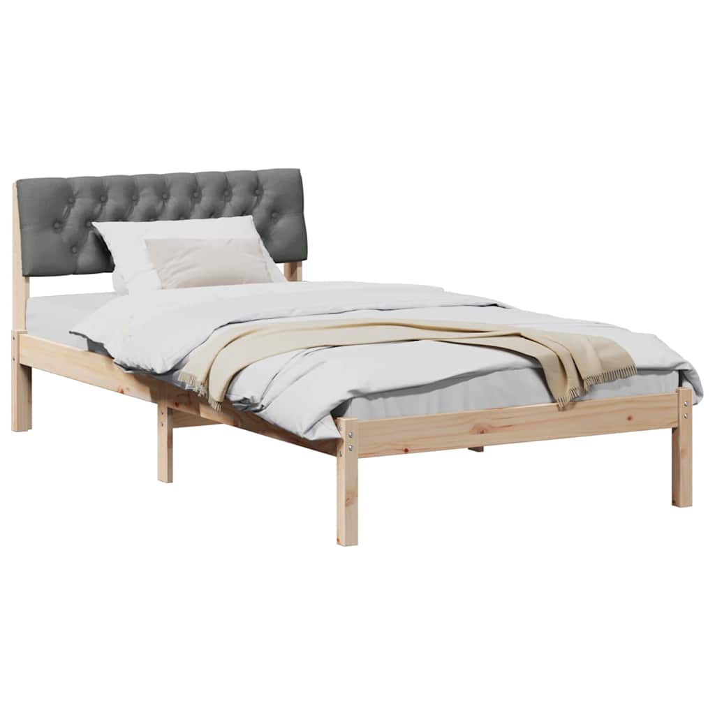 Bettgestell Braun und hellgrau 200 x 200 cm Massivholz Kiefer