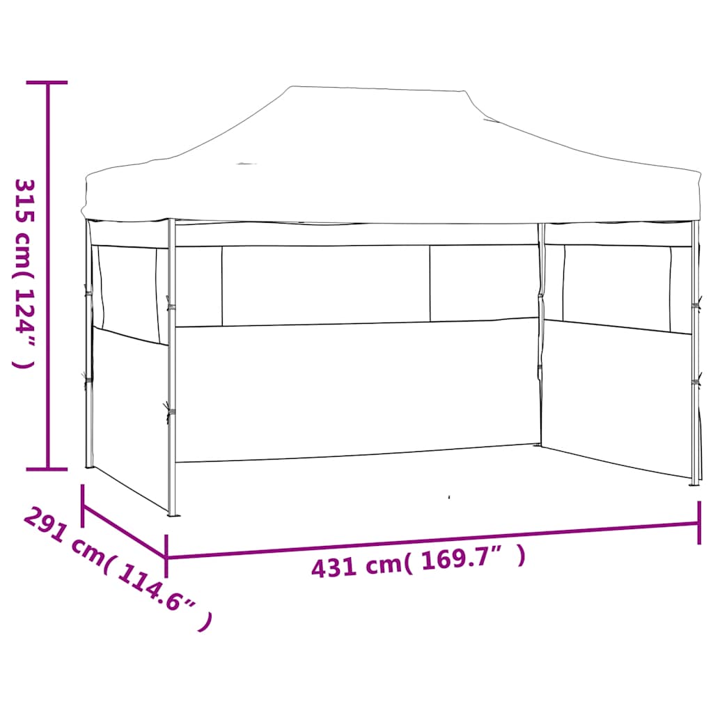 Faltzelt mit 3 Seitenteilen 3x4,5 m Blau