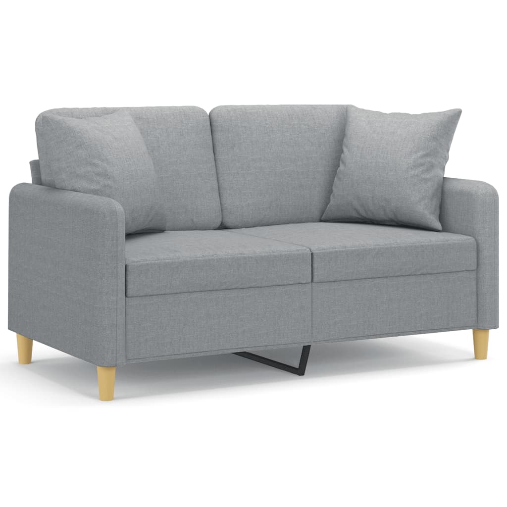 2-Sitzer-Sofa mit Zierkissen Braun 120 cm Stoff
