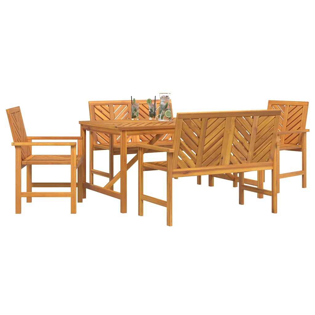 Garten Essgruppe 3 Stk. Braun Massivholz Akazie