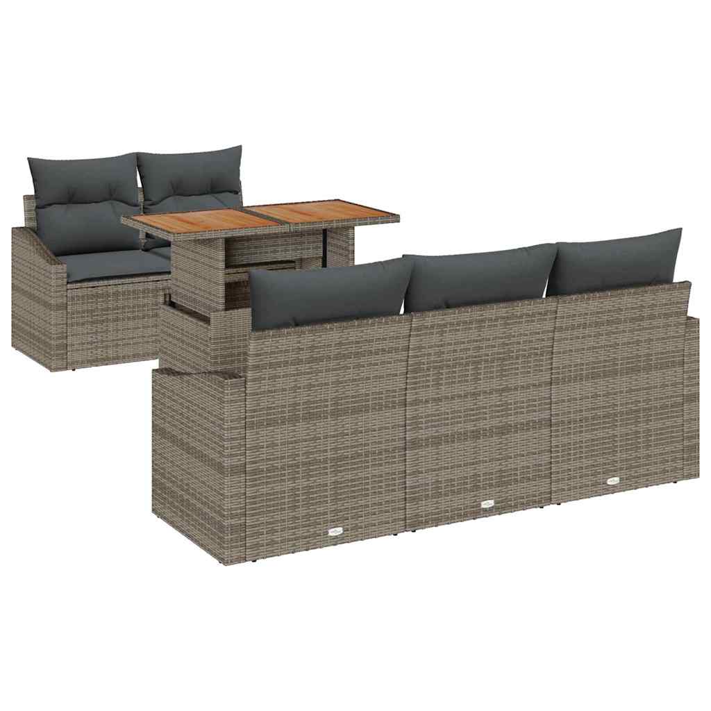 Garten Essgruppe mit Kissen 6 pcs Schwarz und Creme