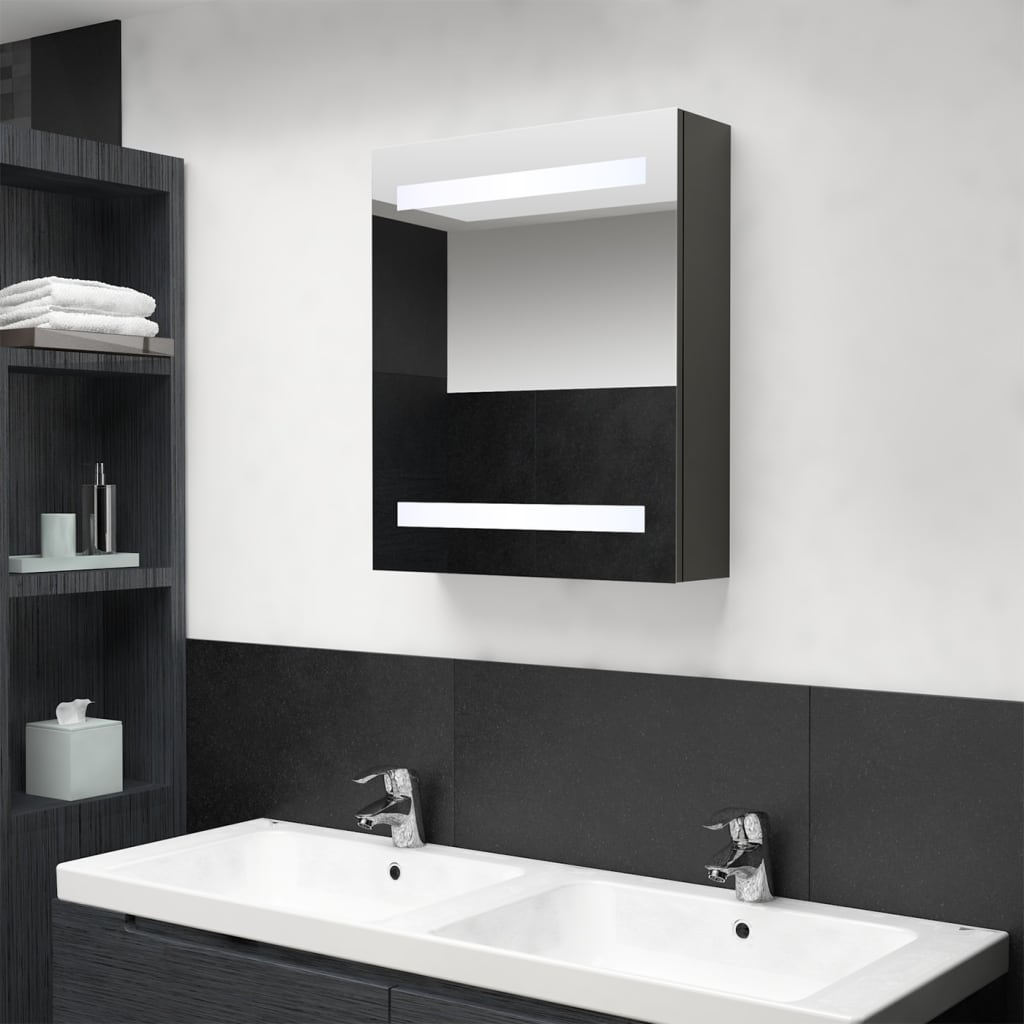 LED-Bad-Spiegelschrank Betongrau 50x14x60 cm