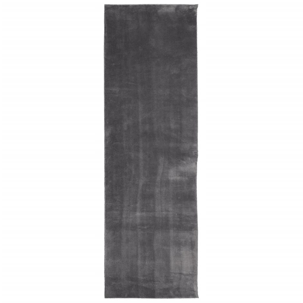 Teppich HUARTE Kurzflor Weich und Waschbar Anthrazit 60x110 cm