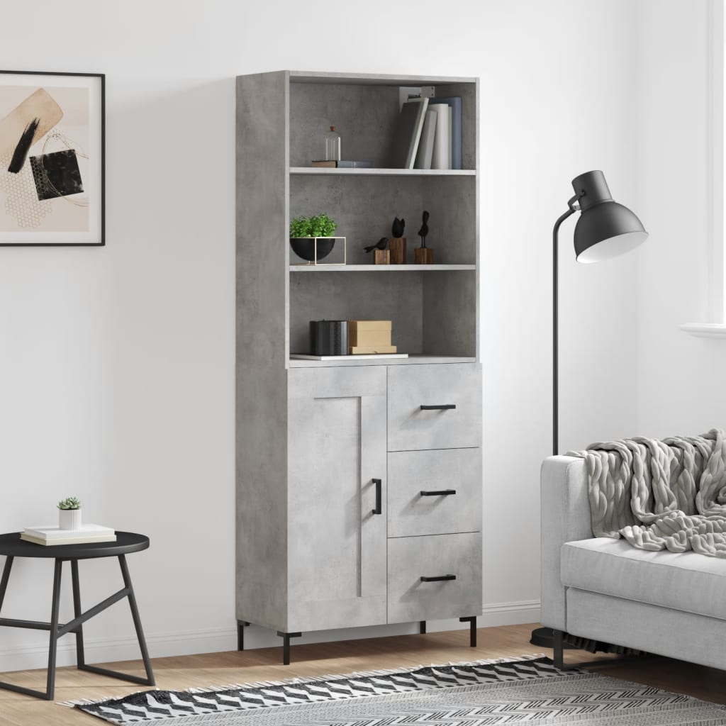 Highboard Hochglanz-Weiß 69,5x34x180 cm Holzwerkstoff