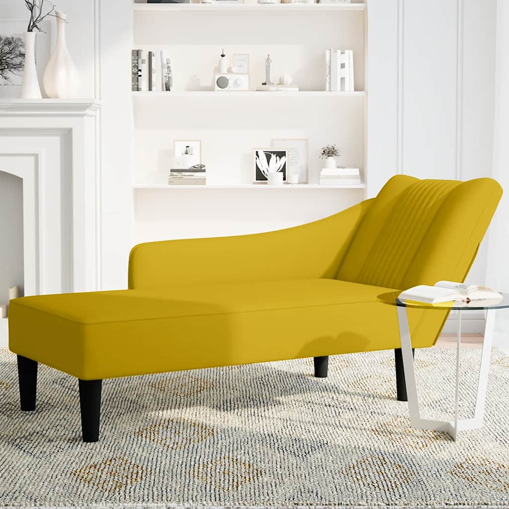 Chaiselongue mit Rechter Armlehne Blau Samt