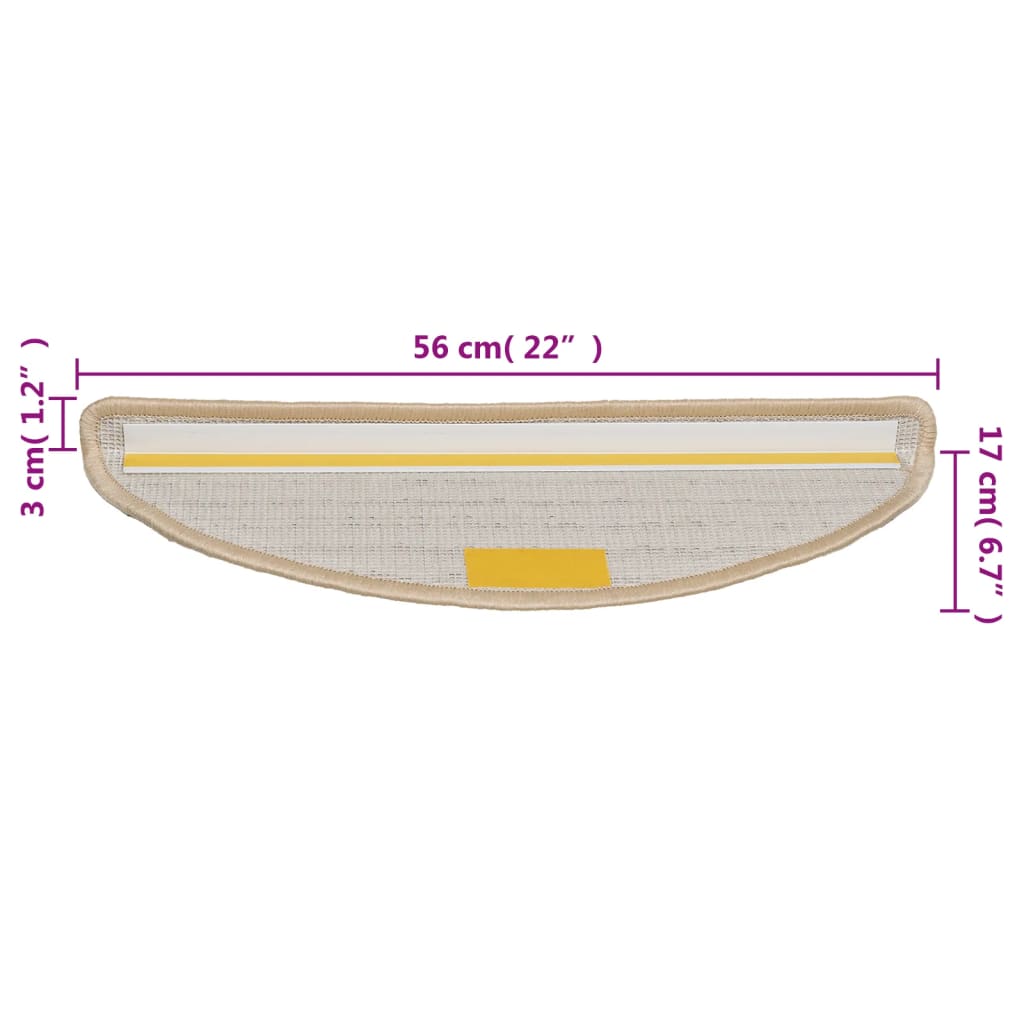 Stufenmatten 15 Stk. 56x17x3 cm Grau Halbrund