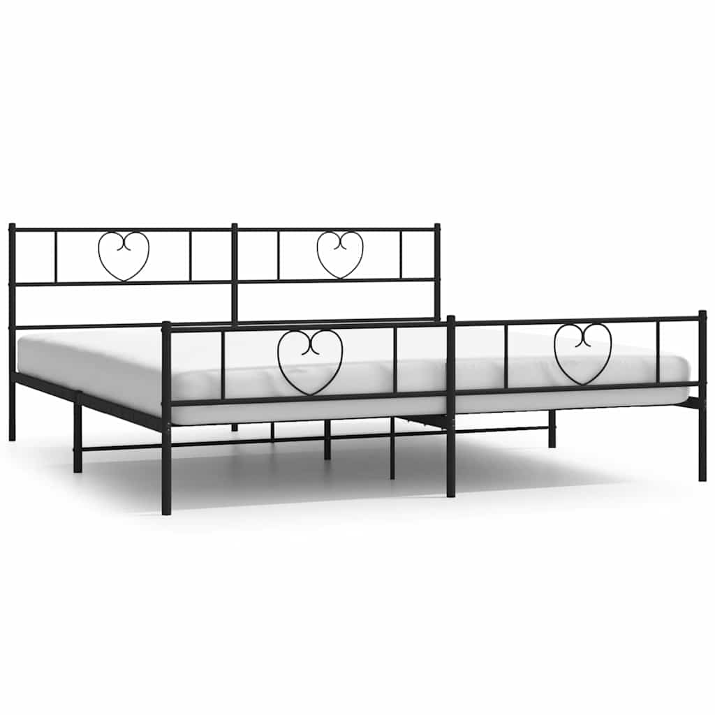 Bettgestell mit Kopfteil Metall Schwarz 100x190 cm