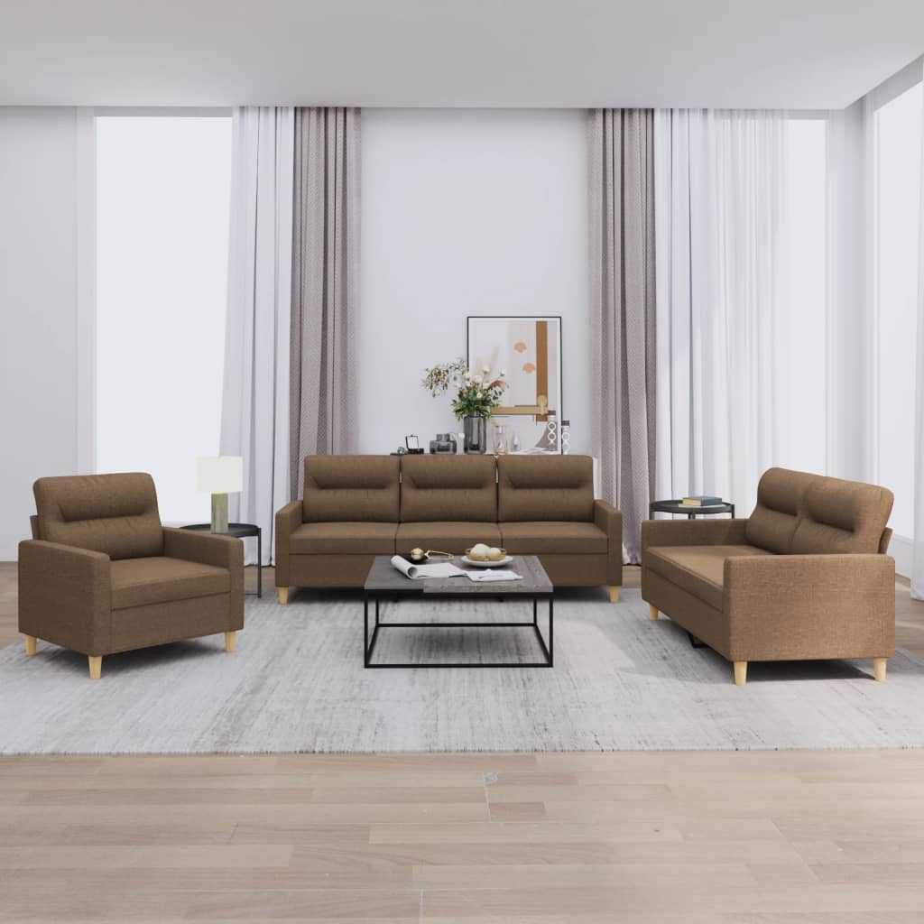 4-tlg. Sofagarnitur mit Kissen Taupe Stoff