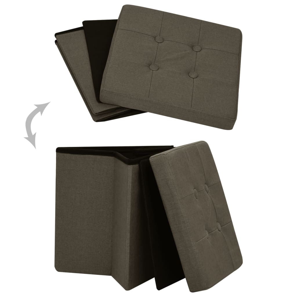 Hocker mit Stauraum Cremeweiß Leinenoptik