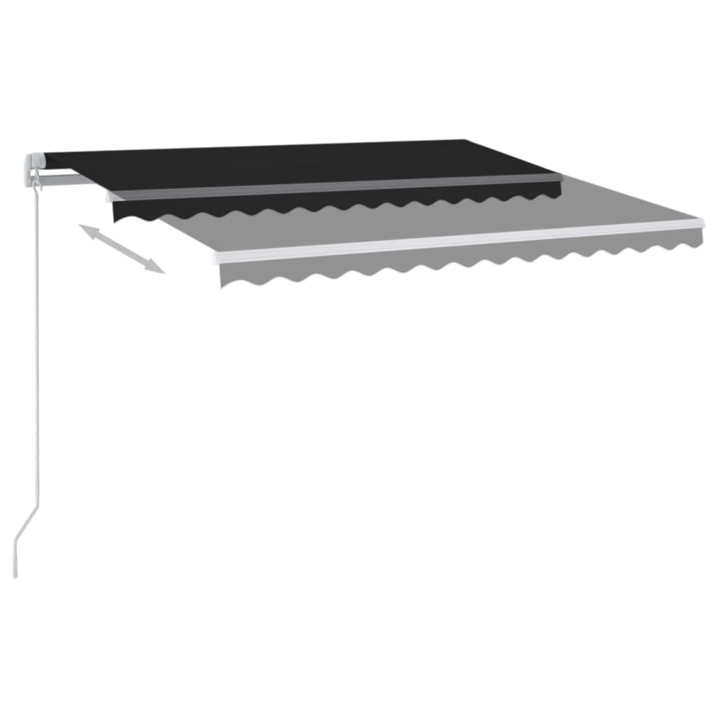 Markise Manuell Einziehbar mit LED 300x250 cm Blau und Weiß
