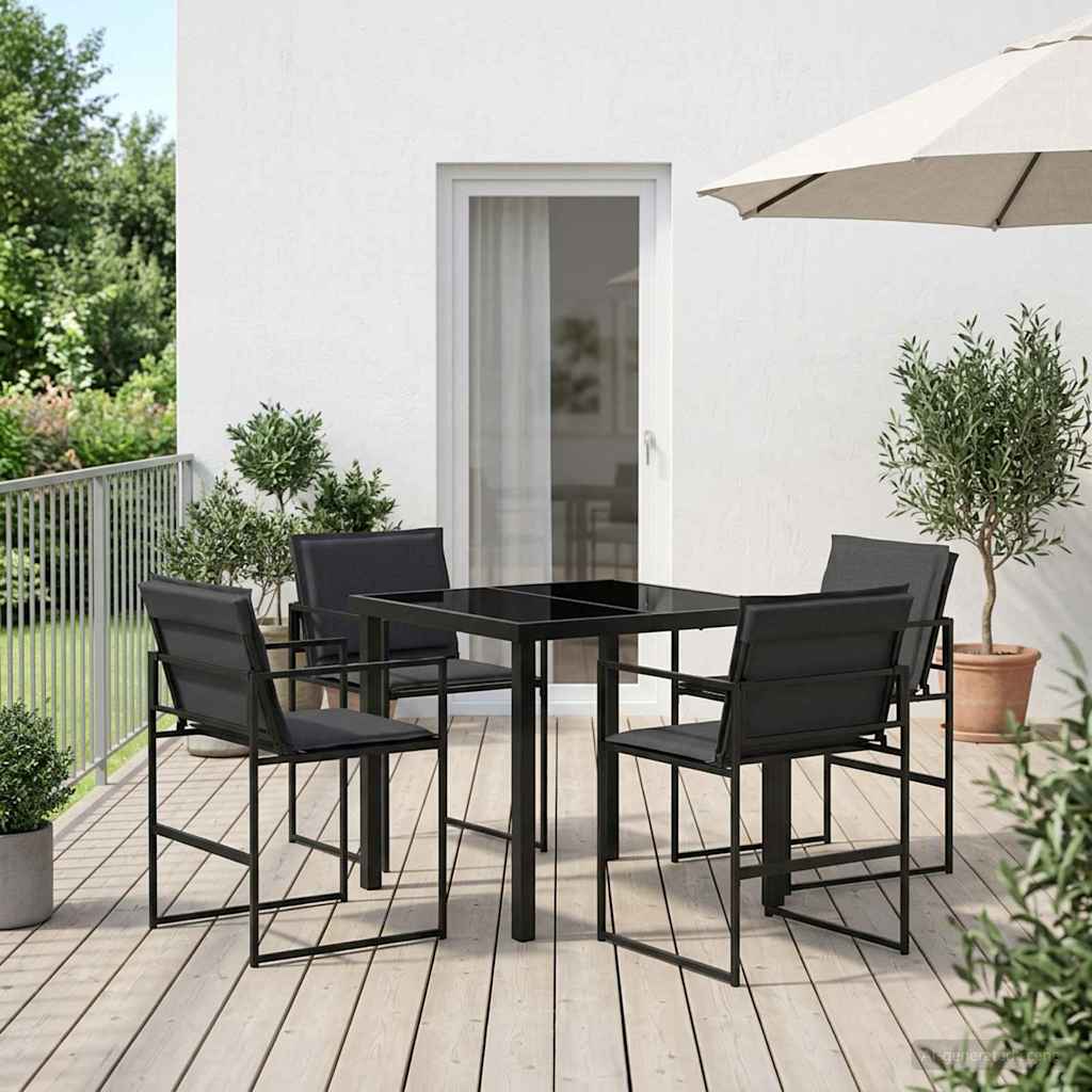 Garten Essgruppe 5 pcs Schwarz 140 x 70 x 73 cm