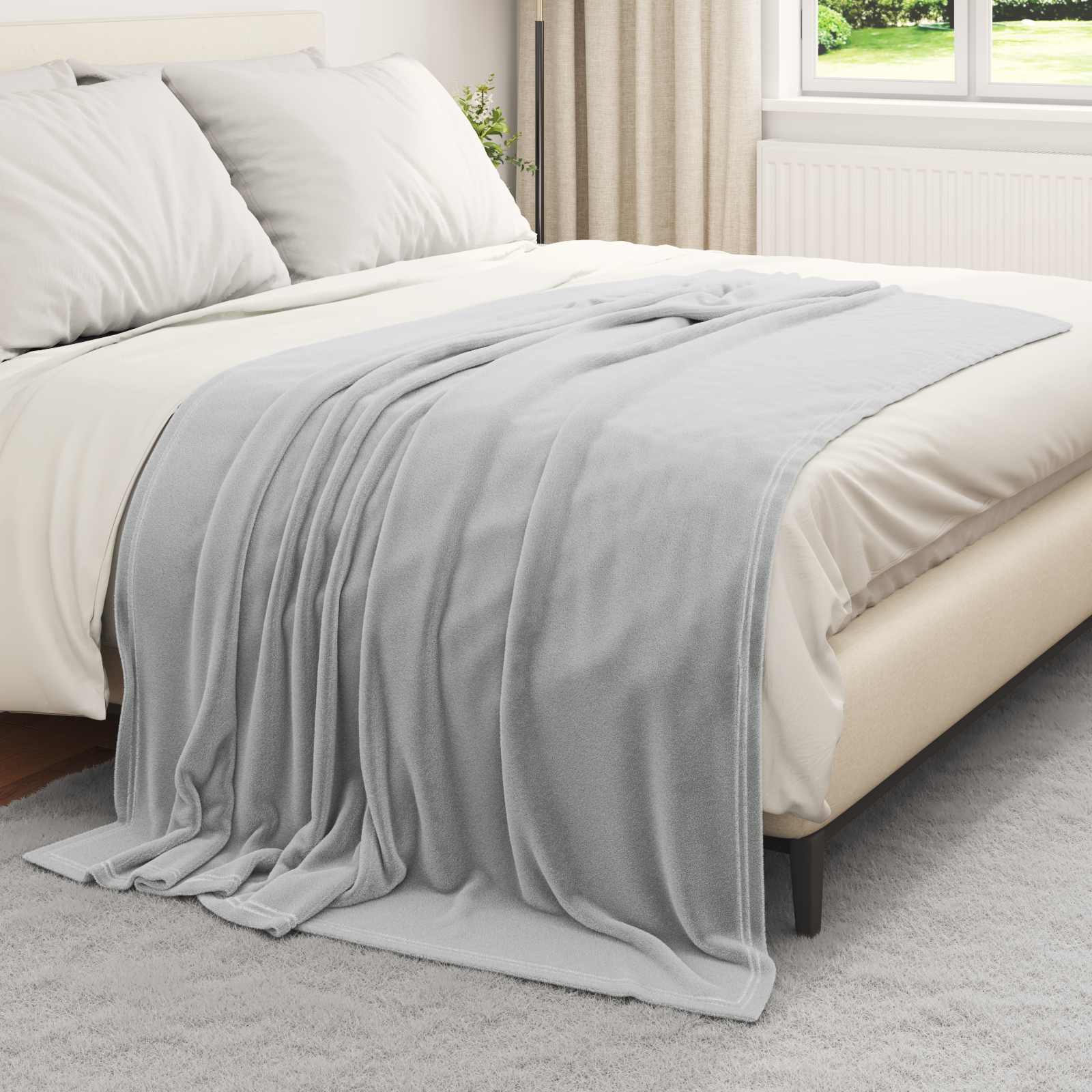 Überwurfdecke Beige 130 x 150 cm Fleece