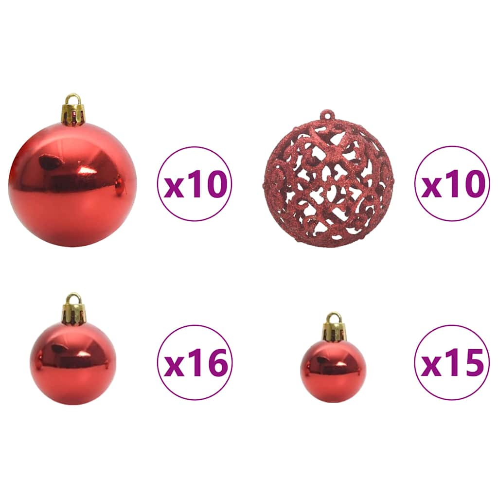 Künstlicher Weihnachtsbaum mit LEDs Kugeln Zapfen 150 cm