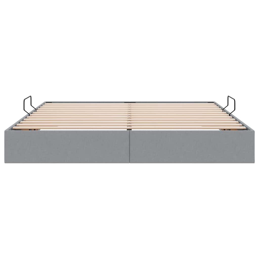 Aufbewahrungsbett mit Kopfteil Hellgrau 90 x 190 cm Stoff