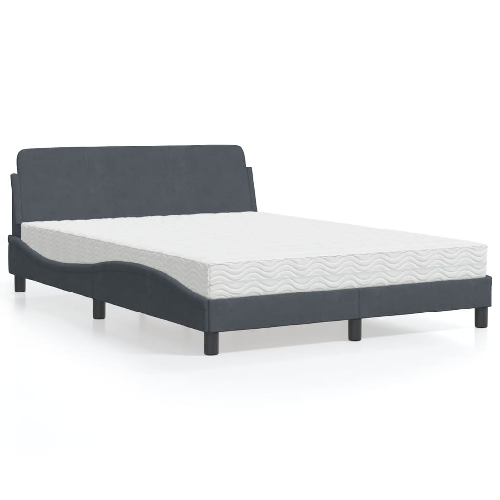 Bett mit Matratze "Dover" Hellgrau 80x200 cm Samt