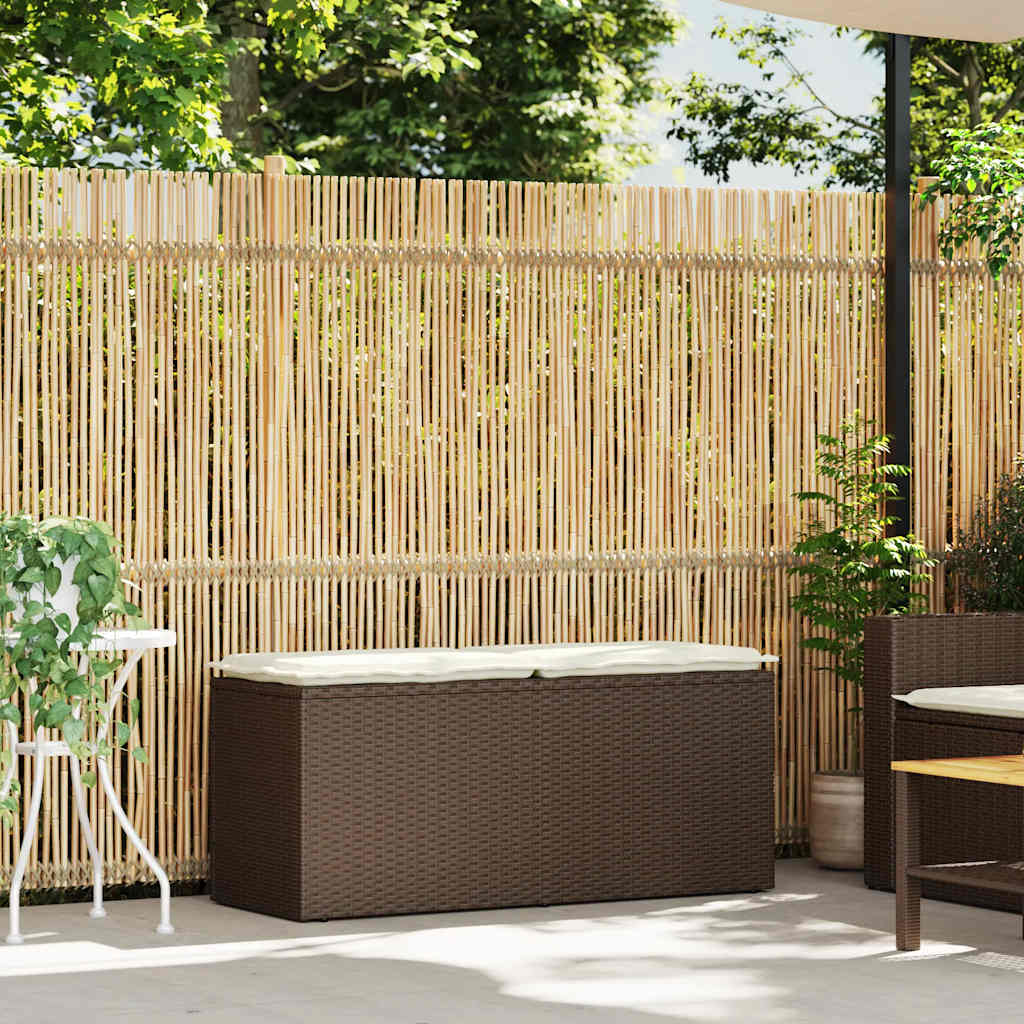 Gartenbank mit Kissen Schwarz 110x40x44 cm Poly Rattan