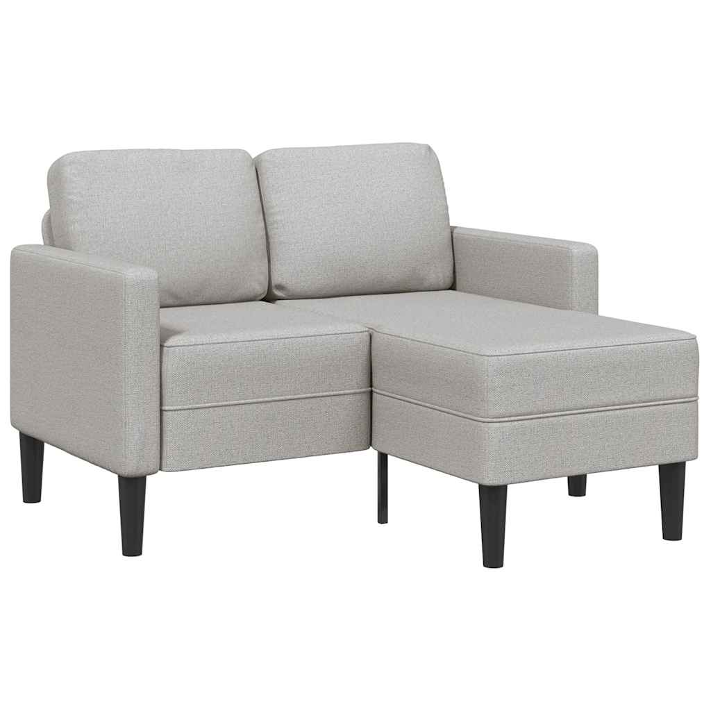 2-Sitzer-Sofa mit Chaiselongue L-Form Hellgrau 125 cm Stoff