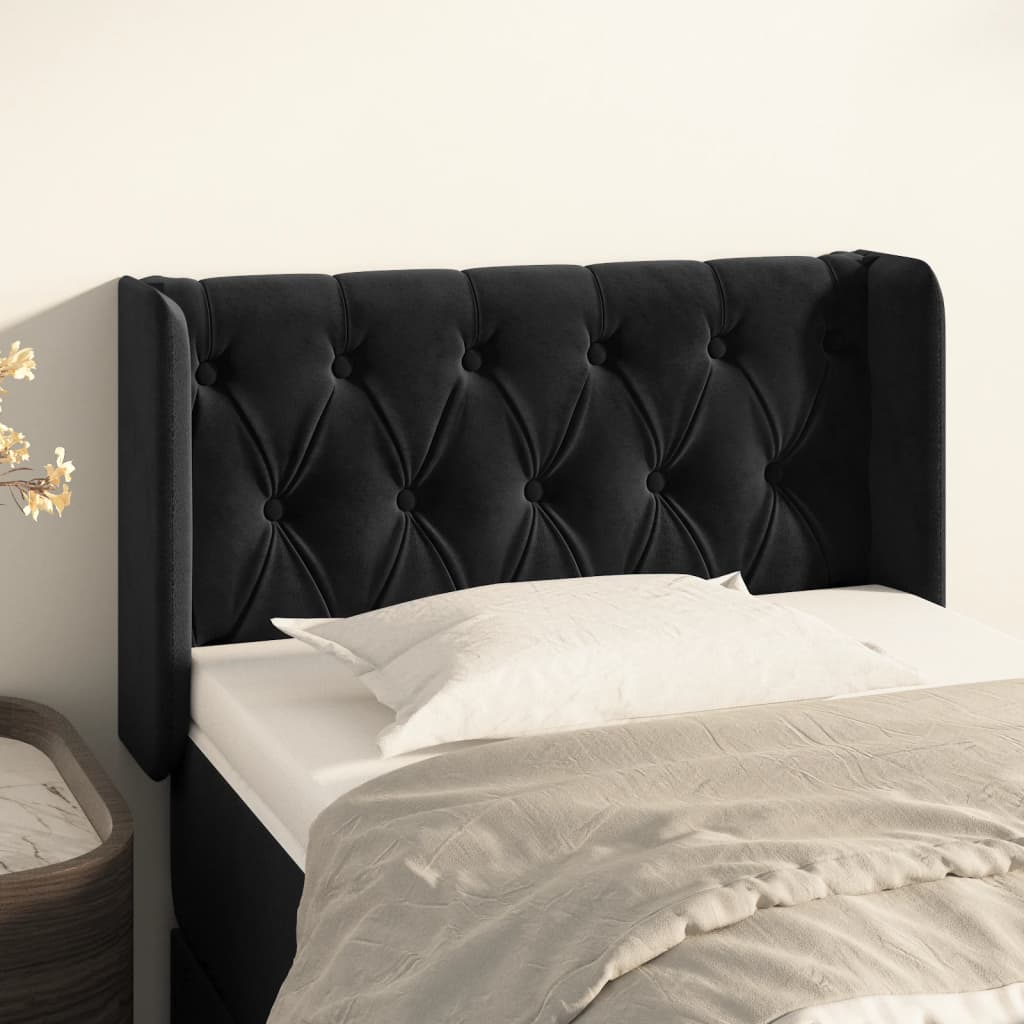 Kopfteil mit Ohren Dunkelblau 93x16x78/88 cm Samt
