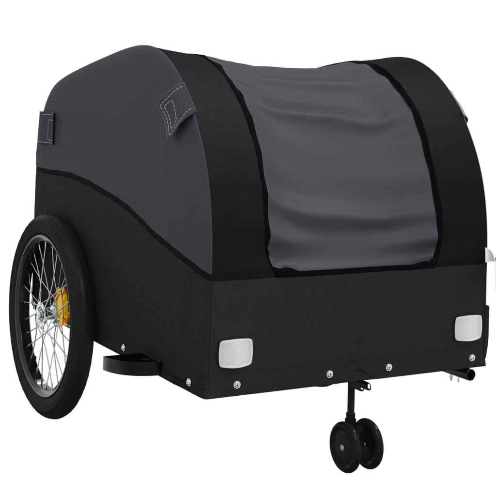 Fahrradanhänger Schwarz und Orange 30 kg Eisen