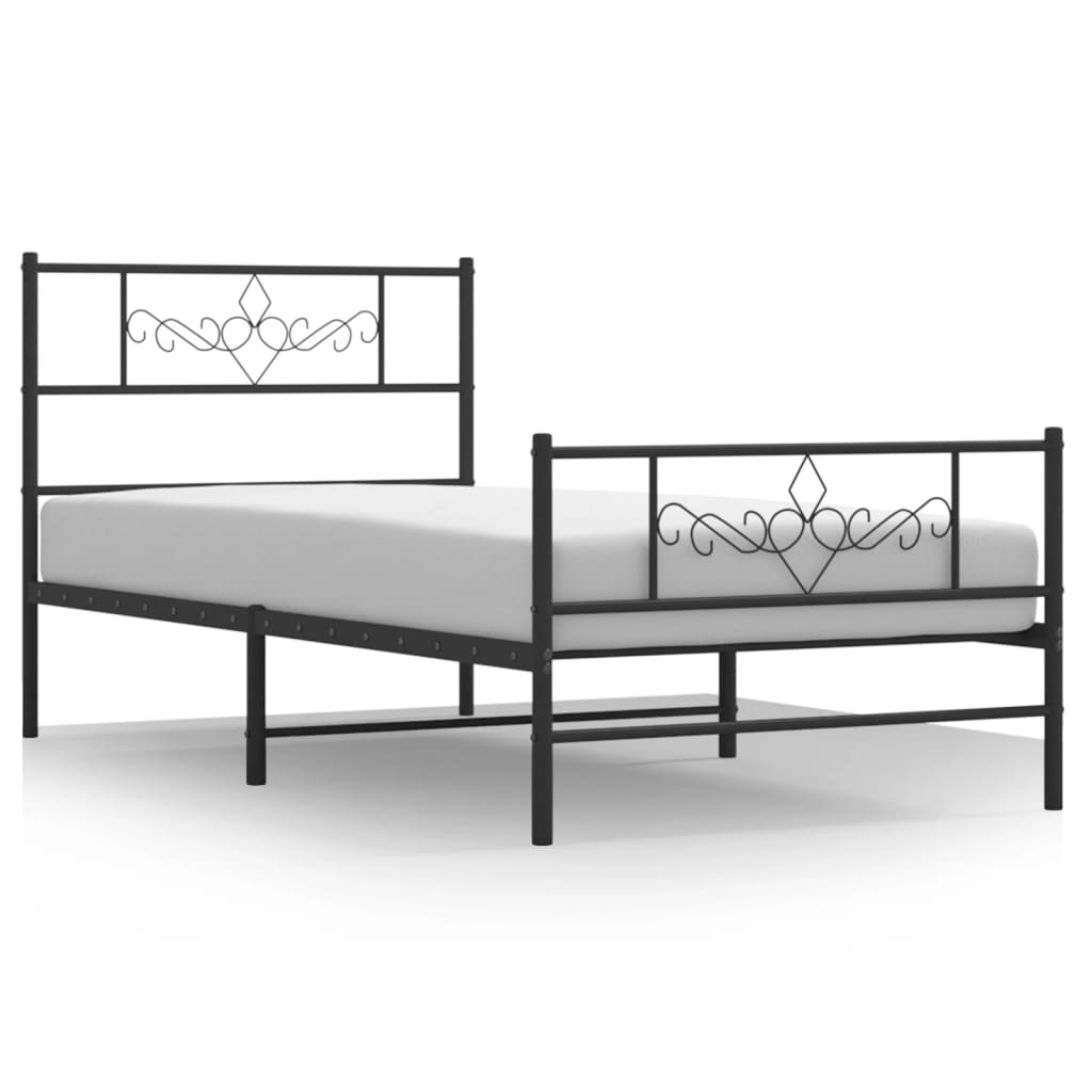 Bettgestell mit Kopfteil Metall Schwarz 100x190 cm