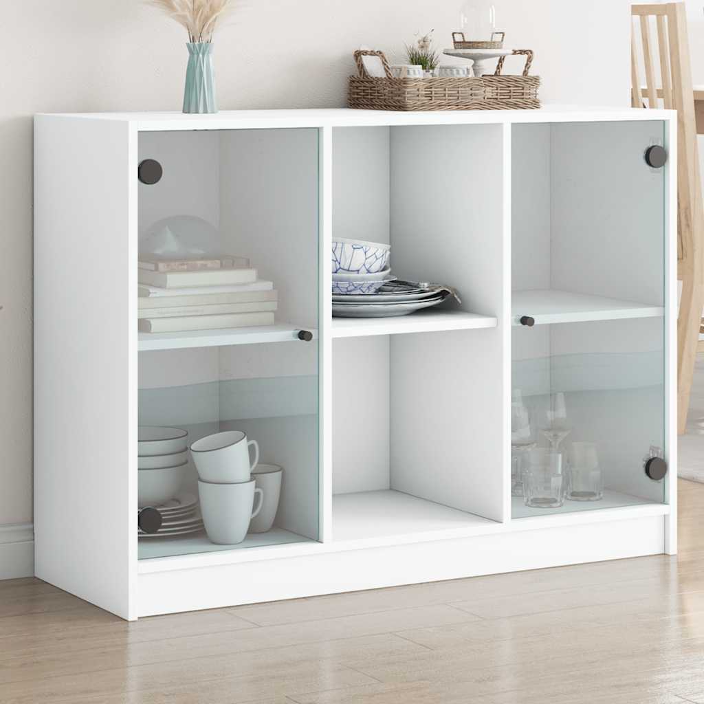 Bücherschrank mit Türen Weiß 204x37x75 cm Holzwerkstoff