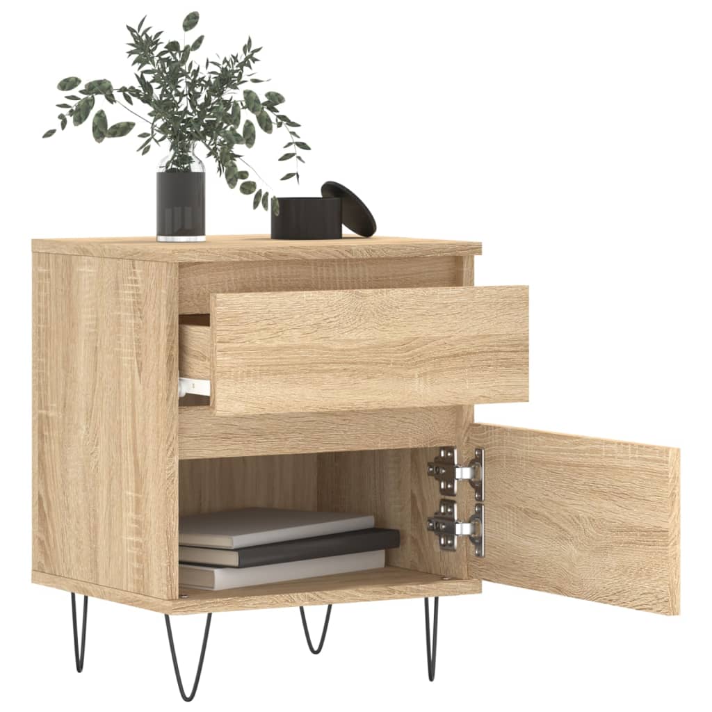 Bettschrank Schwarz Eichen-Optik 40 x 35 x 50 cm Holzwerkstoff