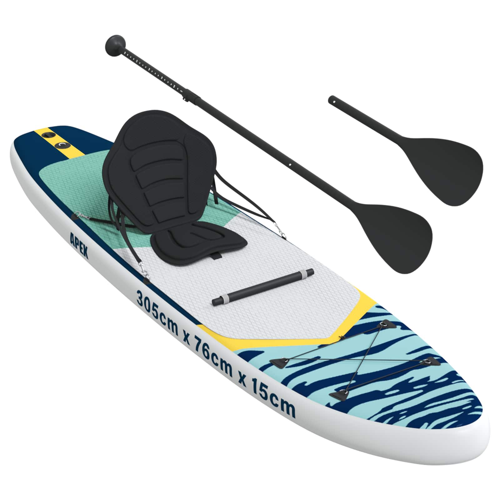 SUP Board mit Sitz 2-in-1 POSEIDON 305 x 76 x 15 cm Grün für