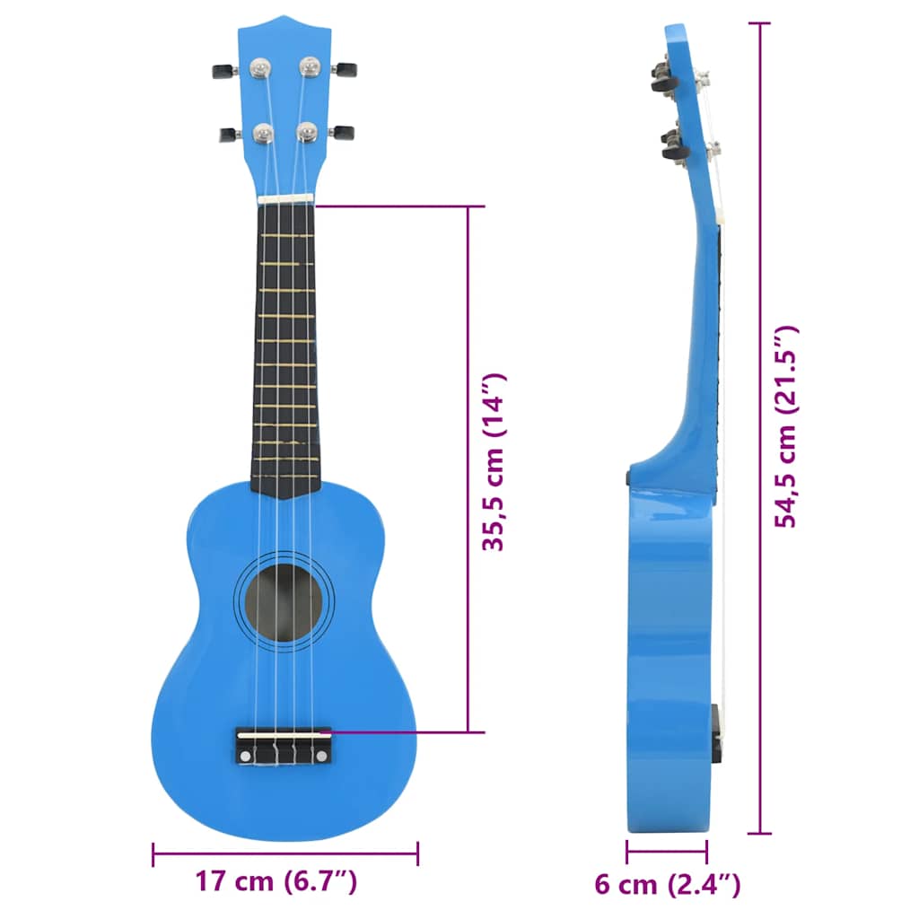 Sopran Ukulele Set für Kinder mit Tasche Dunkles Holz 21