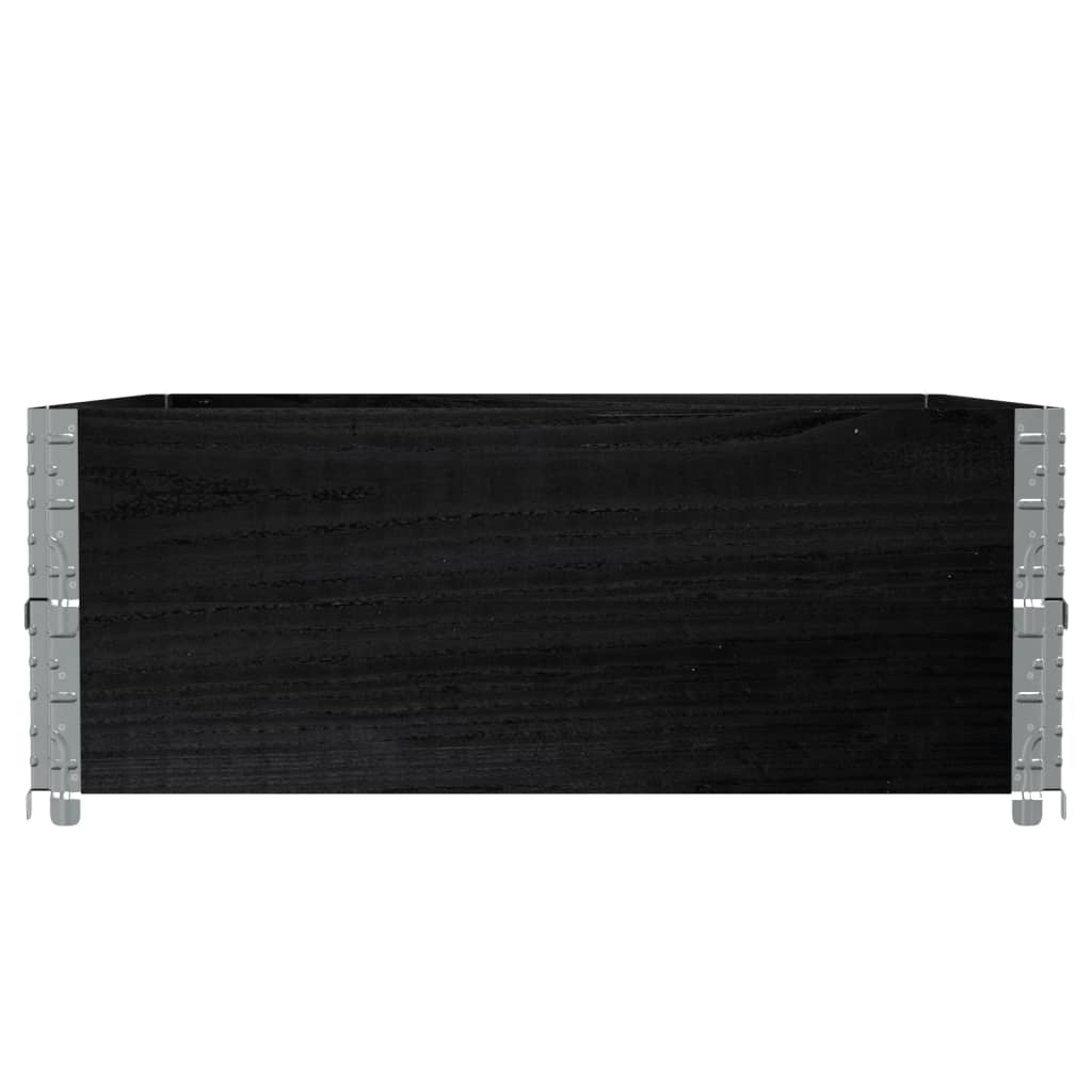 Paletten-Aufsatzrahmen Schwarz 80x60 cm Massivholz Kiefer