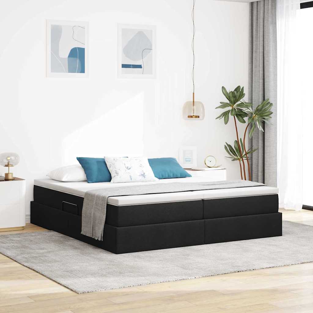 Aufbewahrungsbett mit Matratze Hellgrau 180 x 200 cm Polyester