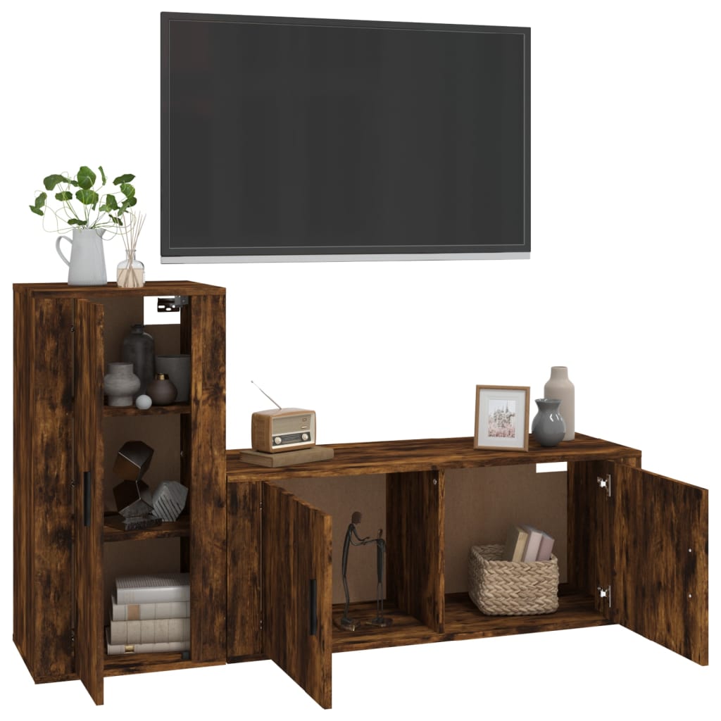 2-tlg. TV-Schrank-Set Weiß Holzwerkstoff