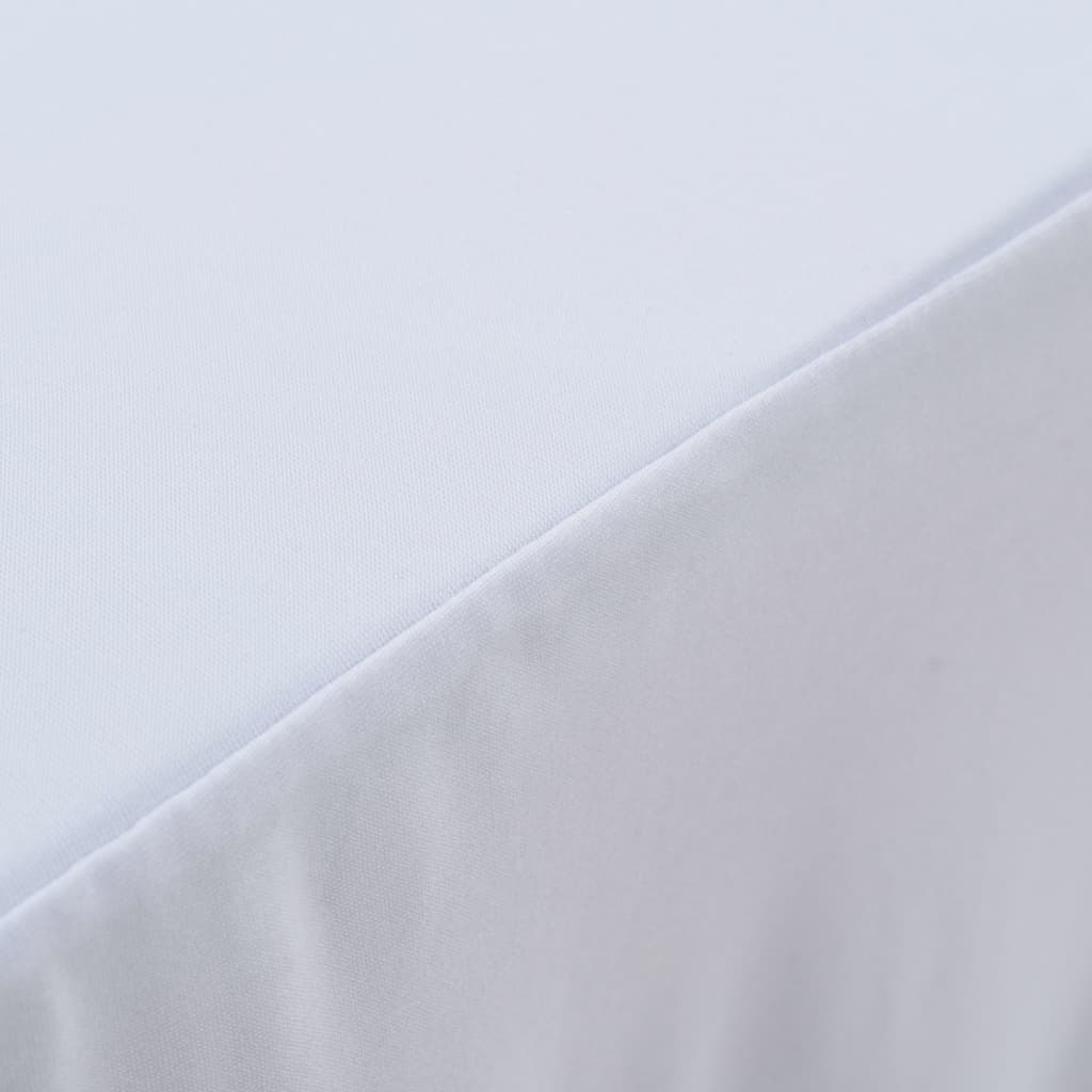 2 Stück Stretch-Tischdecken mit Rand Weiß 120x74 cm