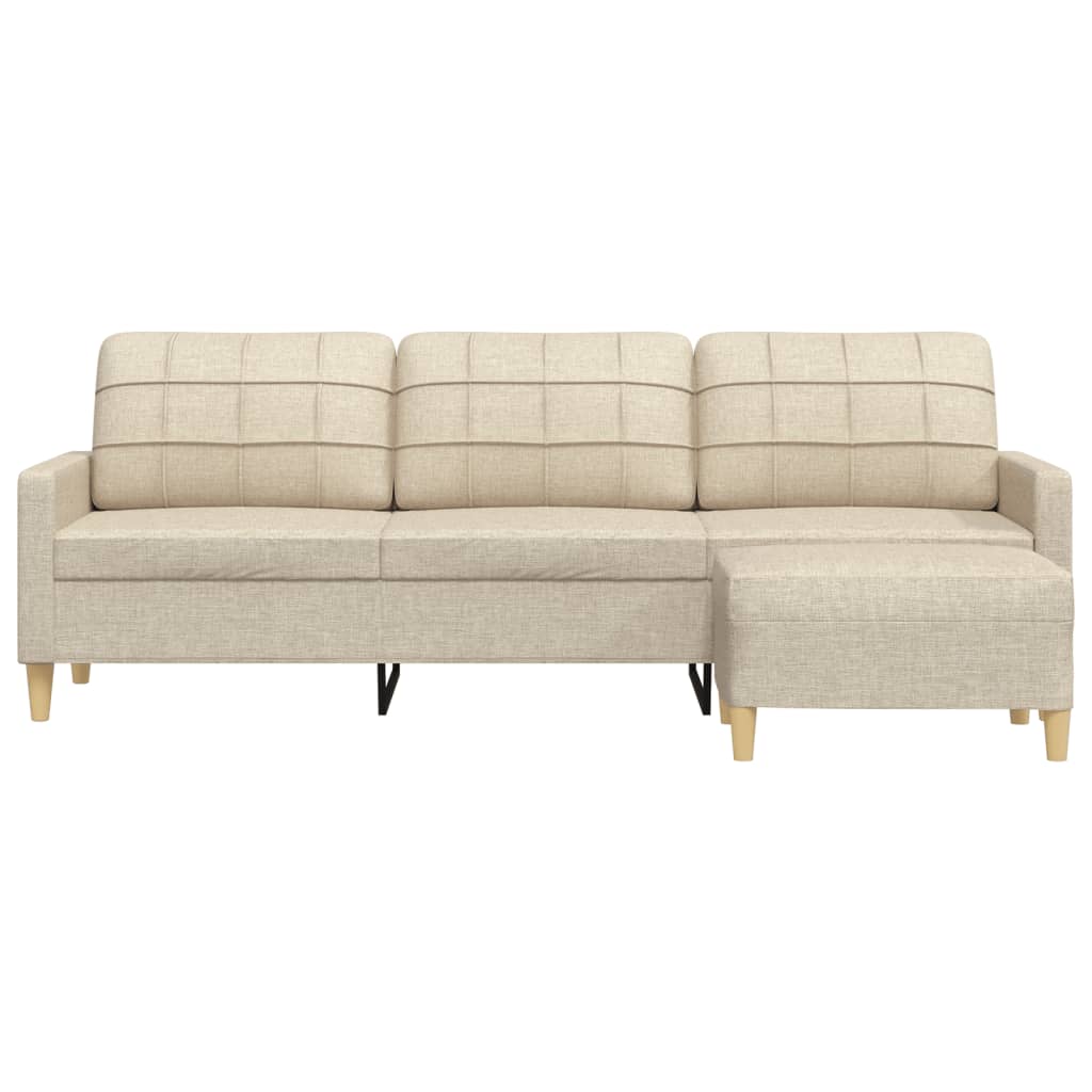 3-Sitzer-Sofa mit Hocker Taupe 180 cm Stoff