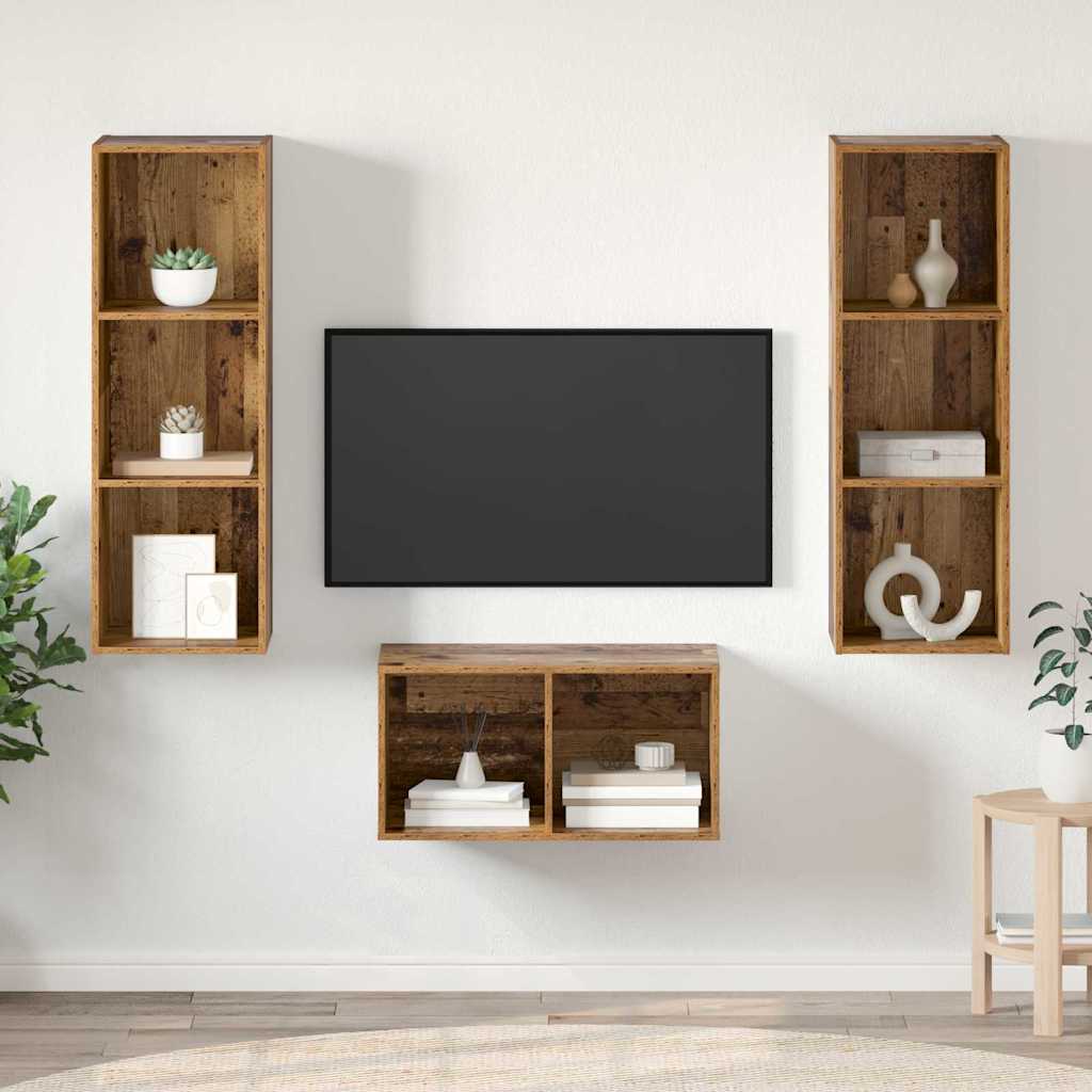 3-tlg. TV-Schrank-Set Weiß Holzwerkstoff