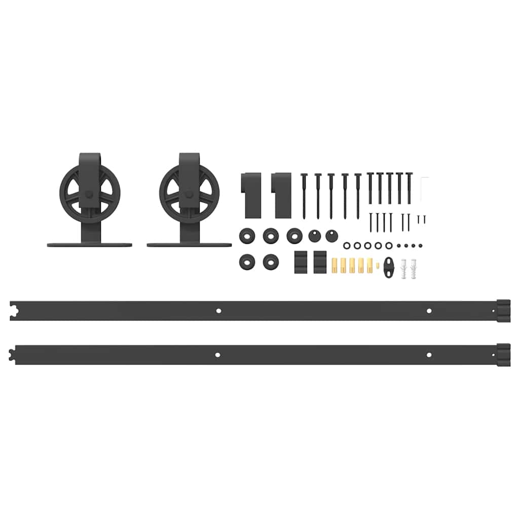 Schiebetürbeschlag-Set 183 cm Stahl Schwarz