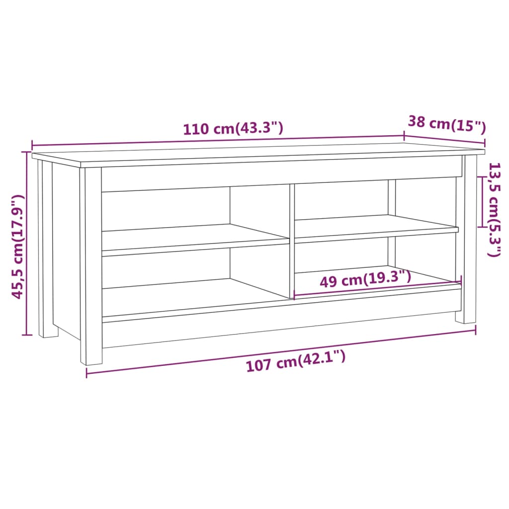 Schuhbank Weiß 70x38x45,5 cm Massivholz Kiefer