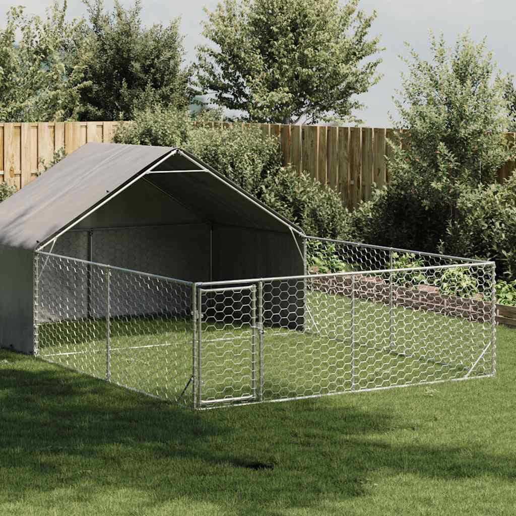Outdoor-Hundezwinger mit Auslauf 3x3x1,9 m Verzinkter Stahl