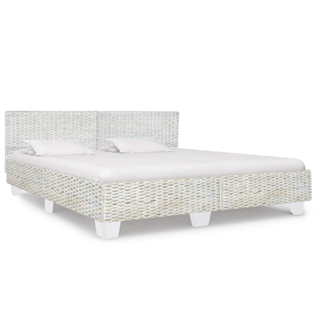 Bettgestell Grau Natur Rattan 140 x 200 cm