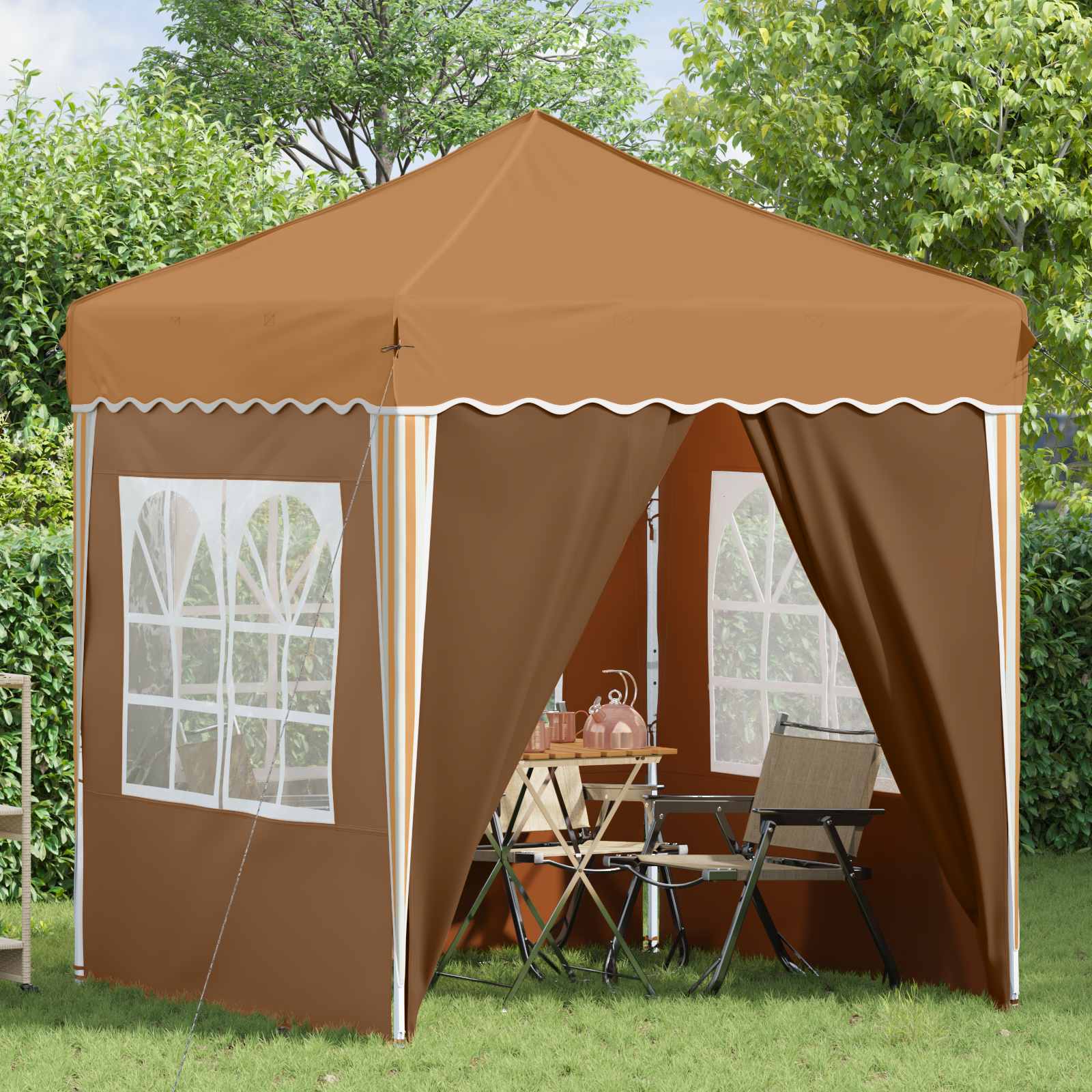 Pop-up Partyzelt 195 x 195 x 245 cm Creme Oxford-Stoff