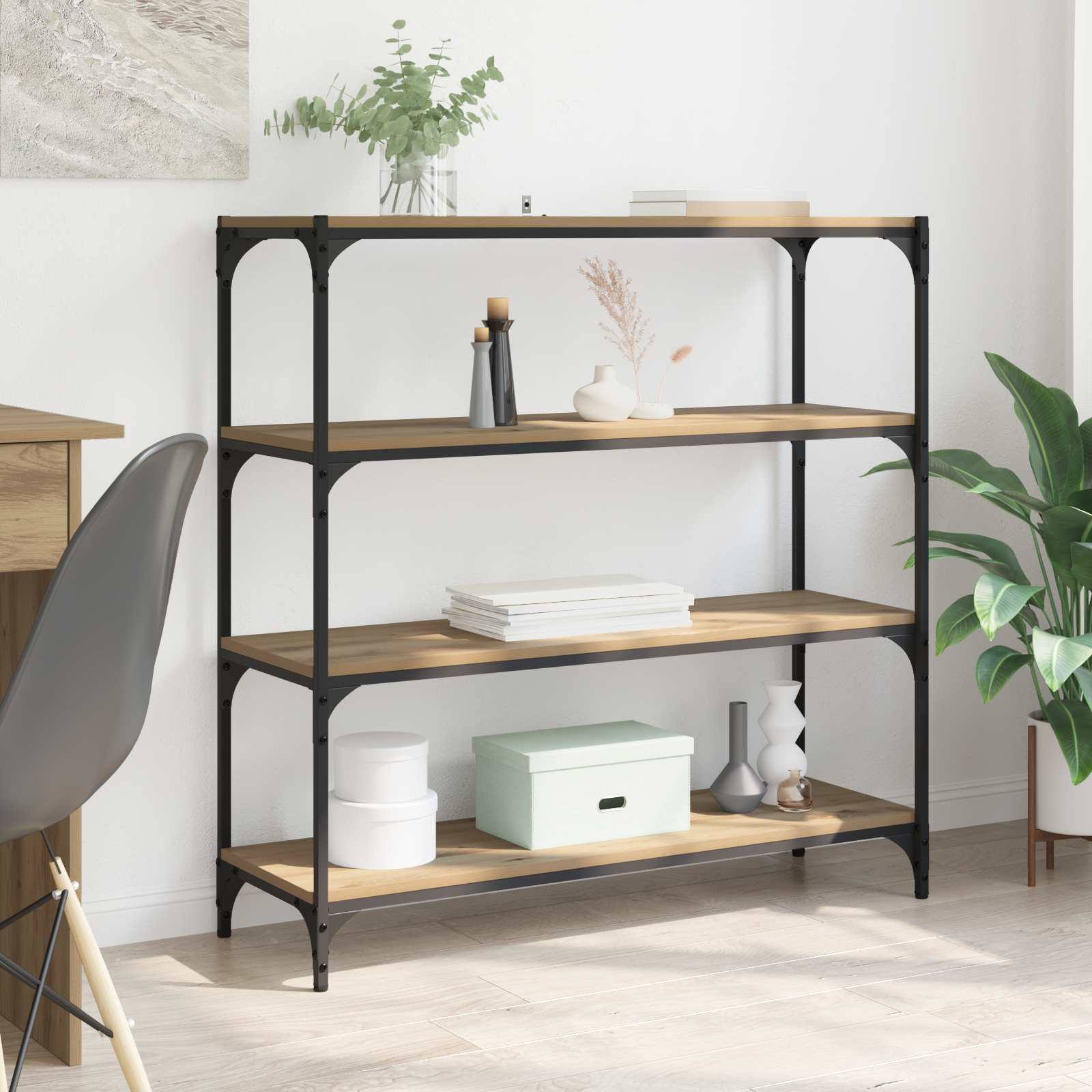Bücherregal Schwarz 40x33x70,5 cm Holzwerkstoff und Stahl