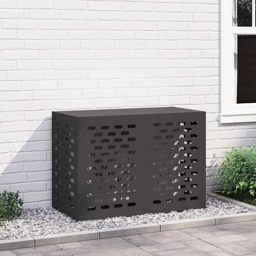 Klimaanlagenabdeckung Schwarz 90 x 40 x 60 cm Stahl