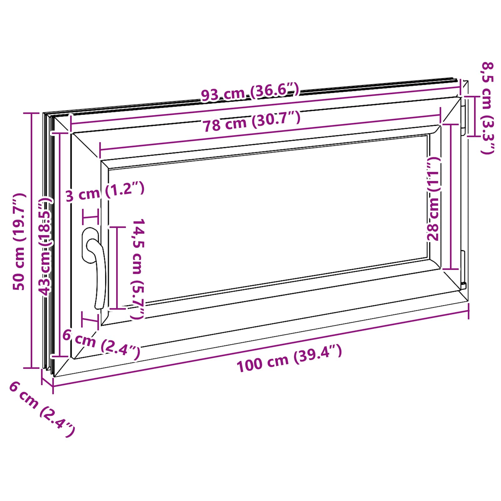 Kellerfenster RISOR 50 x 50 cm PVC und Glas Weiß