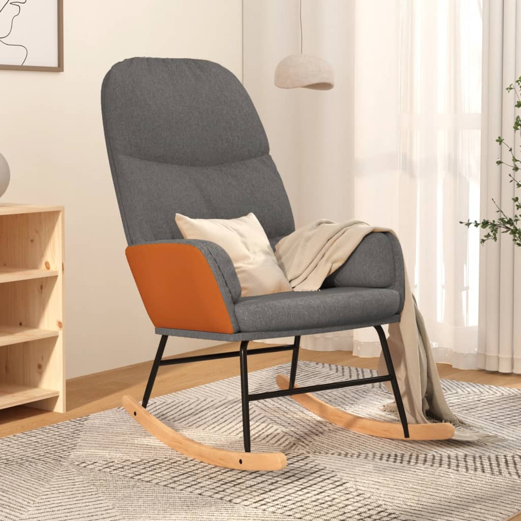 Schaukelsessel mit Hocker Dunkelgrau Stoff