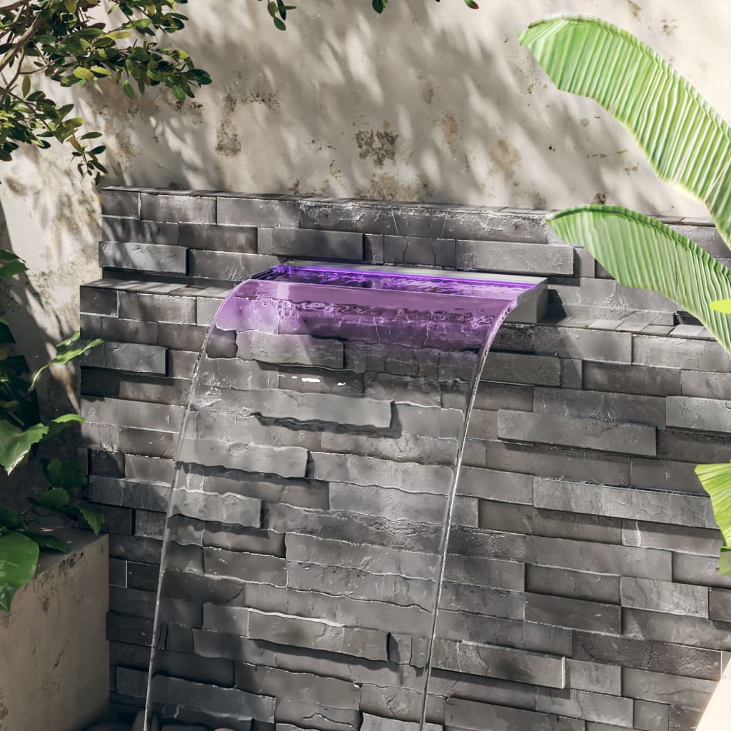 Wasserfall-Element mit RGB LEDs Edelstahl 30 cm