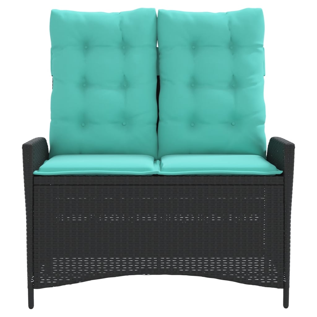 Gartenbank Verstellbar mit Kissen Braun Poly Rattan