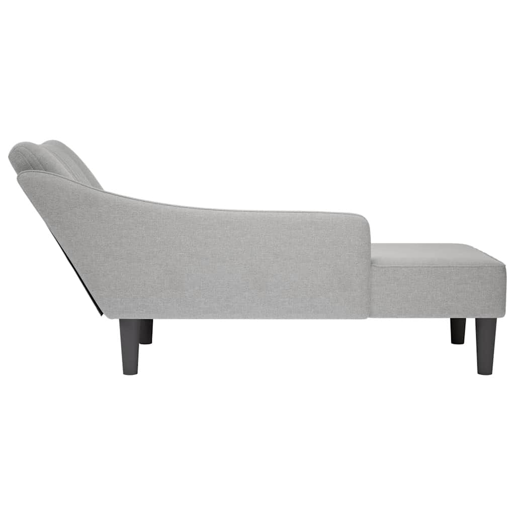 Chaiselongue mit Rechter Armlehne Hellgrau Stoff