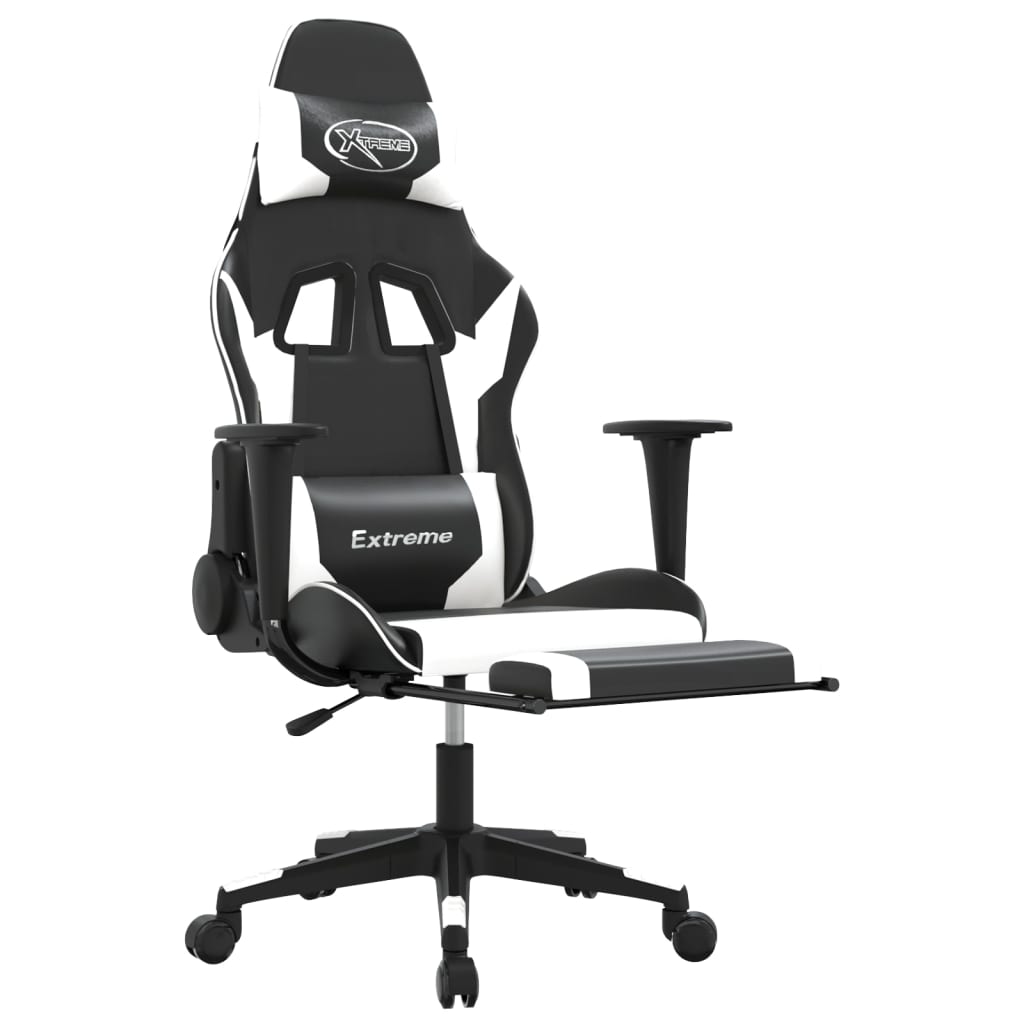 Gaming-Stuhl mit Massagefunktion Schwarz und Blau Kunstleder