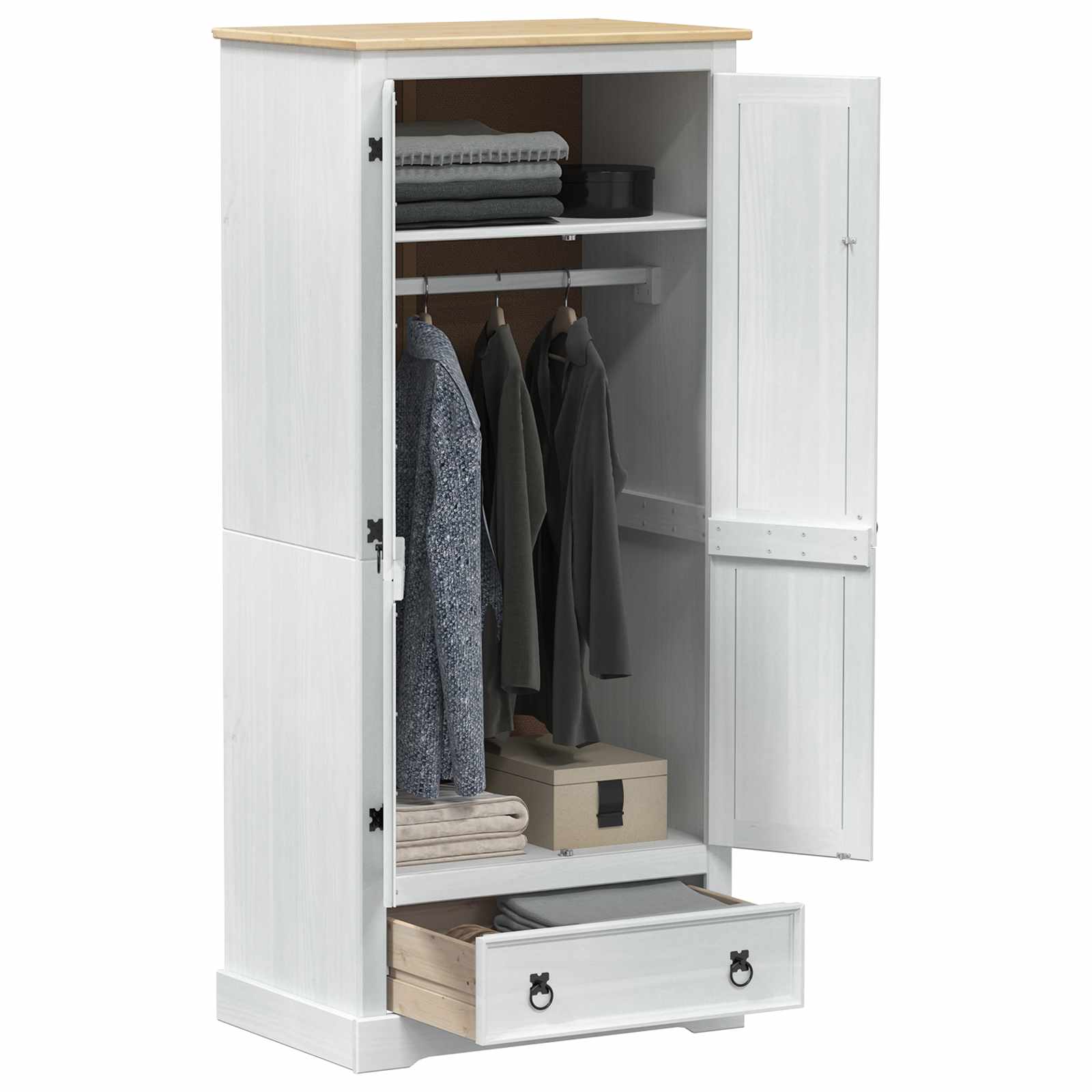Kleiderschrank Corona 76x50x170 cm Massivholz Kiefer